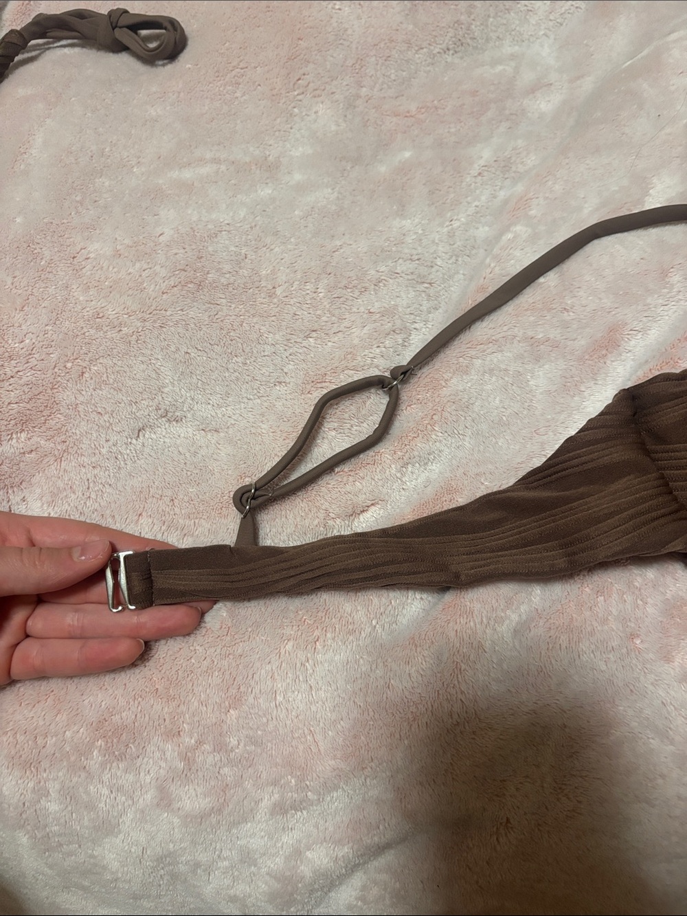 Zaful Brown Textured Tie-Side Bikini - Picture 4 of 6